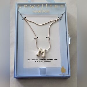 Unwritten Women Silver Letter M Name Initial Necklace New